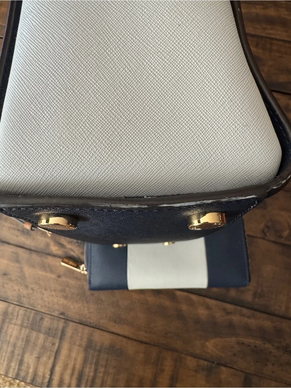 Michael Kors Selma Navy & White Color Block Satchel + Wallet Set